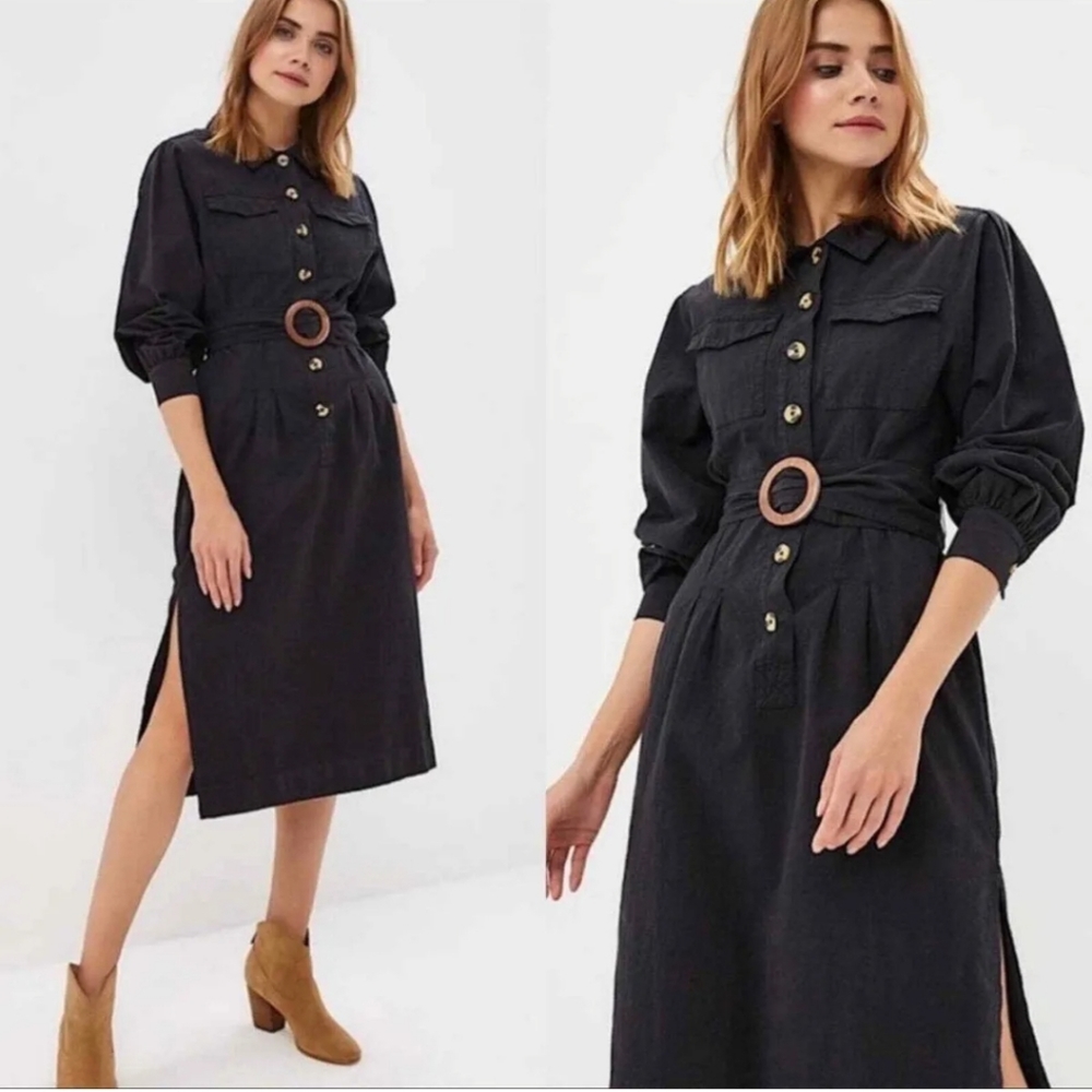 NWT Free People Audrey Button Down Dress XS Women's Casual Long Sleeve Midi
